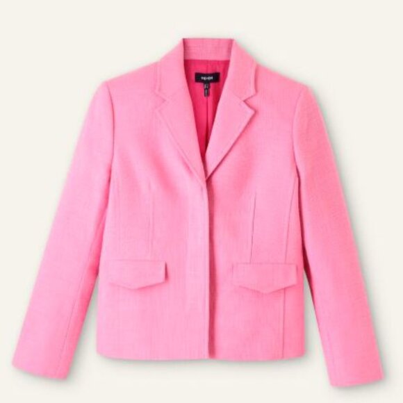ME+EM Pink Tailored Blazer Luxury British Designer Jacket Cotton Blend Timeless - Picture 1 of 15